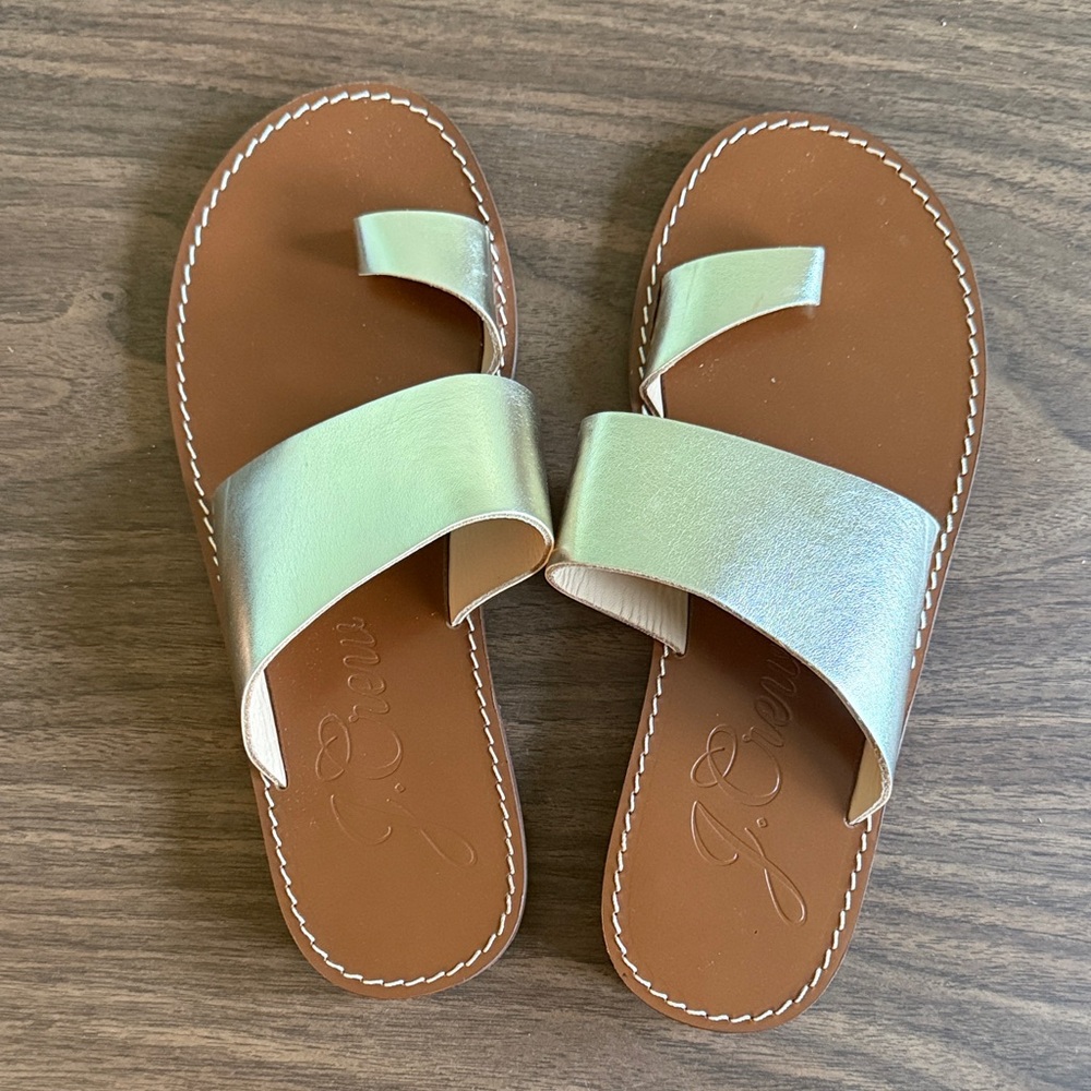 J. Crew Women's Metallic Gold Leather Sandals